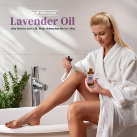 Soothing House Lavender After-Shower Oil pump dispensing for easy use