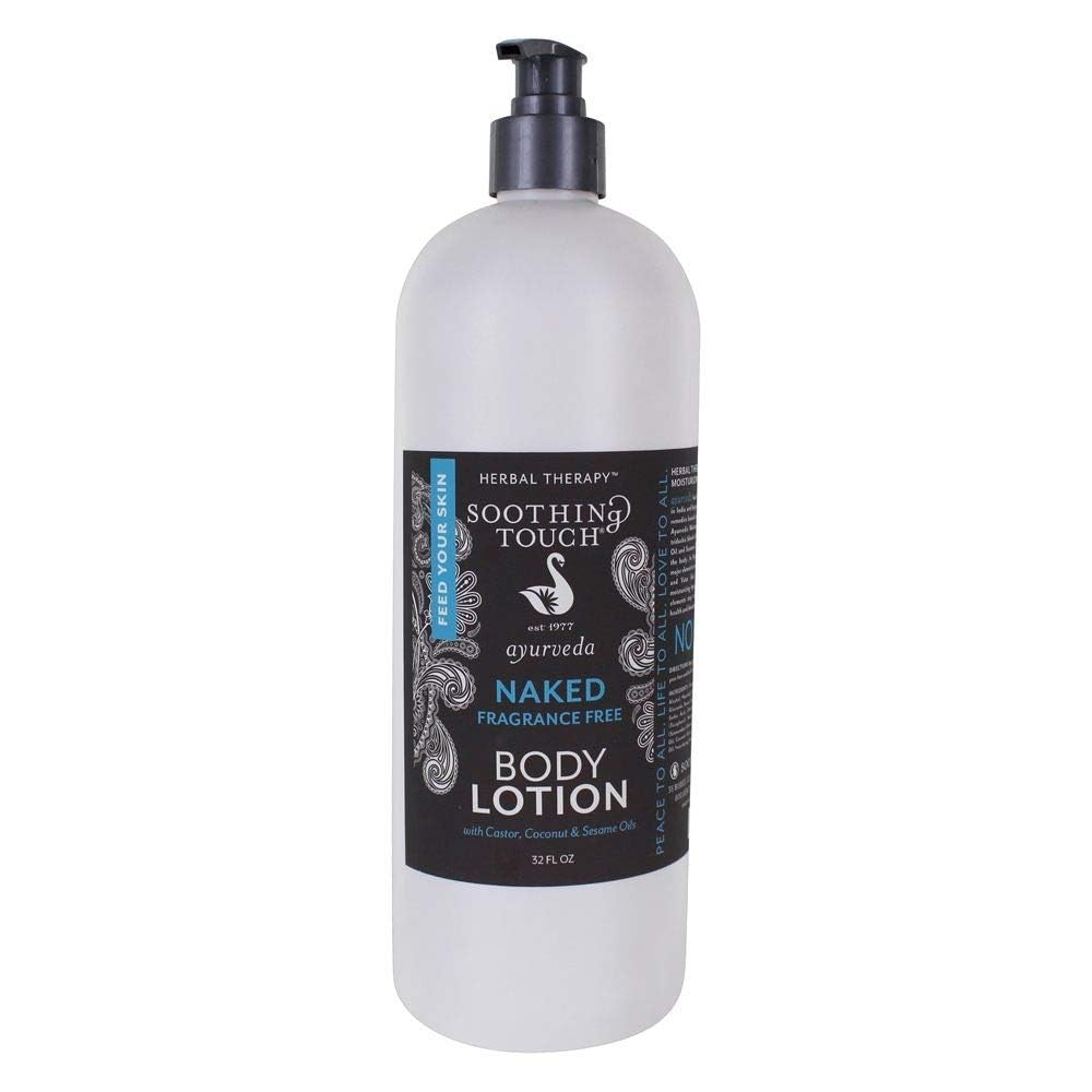 Soothing Touch Naked Body Lotion bottle with fragrance-free hydration for sensitive skin.