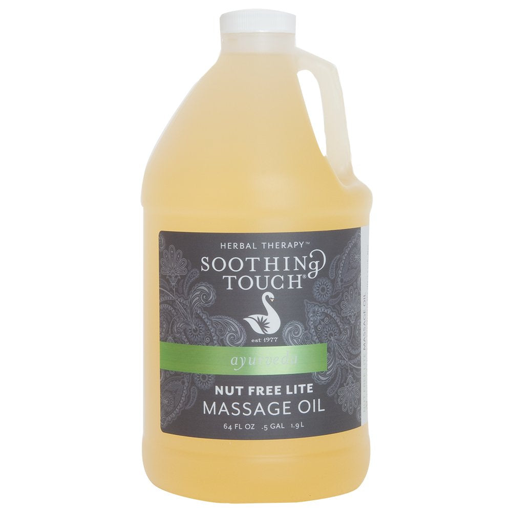 Soothing Touch nut-free oil half-gallon bottle, gentle facial moisturizer, water-dispersible for easy laundering