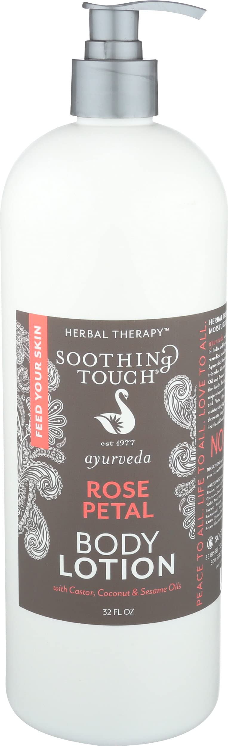 Soothing Touch Rose Petal Lotion 32 oz bottle for deep hydration.