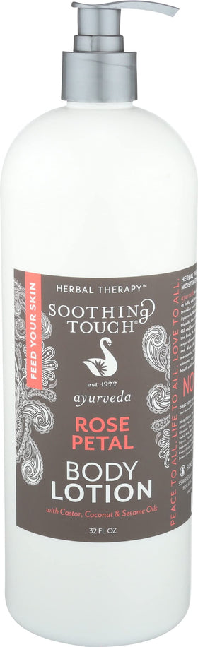 Soothing Touch Rose Petal Lotion 32 oz bottle for deep hydration.