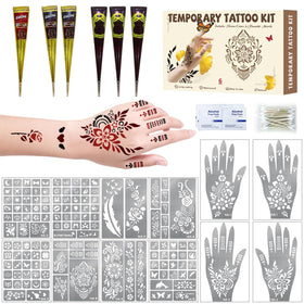 SOOVSY 136 piece stencil kit with large hand stencil for detailed festival body art.