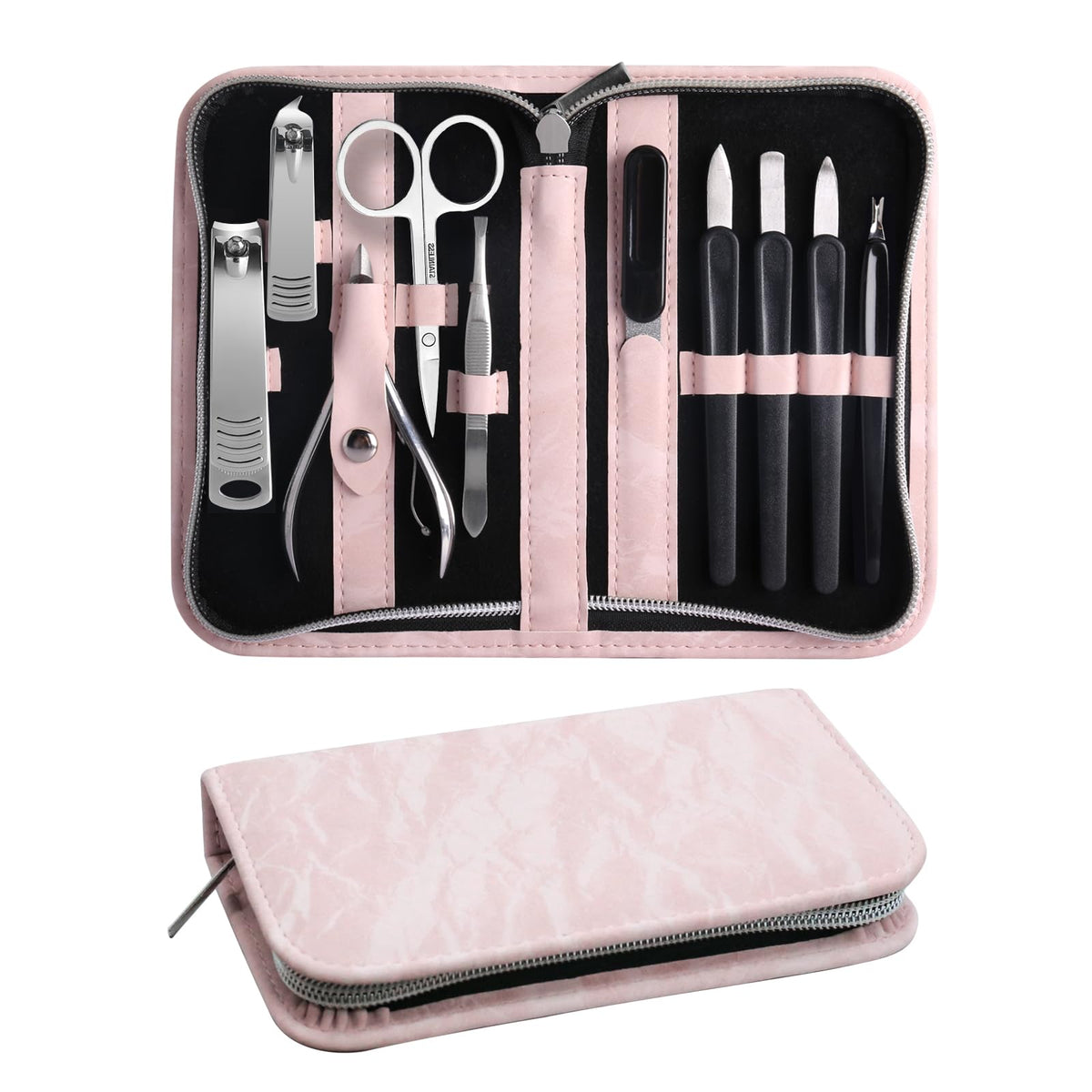 Sopolise manicure-pedicure set in pink travel case for home and travel grooming