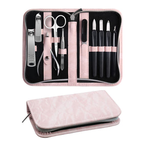 Sopolise manicure-pedicure set in pink travel case for home and travel grooming