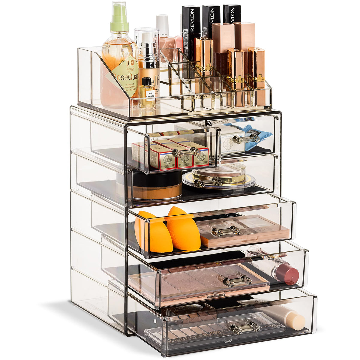 Sorbus acrylic makeup organizer with six drawers for easy cosmetics access