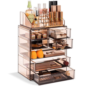 Sorbus acrylic makeup organizer with seven drawers keeps cosmetics accessible