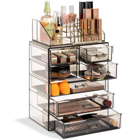 Sorbus acrylic makeup organizer with seven drawers for easy vanity storage and quick access.