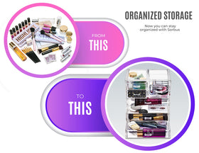 Sorbus brush-drawer keeps brushes organized and ready for daily makeup.