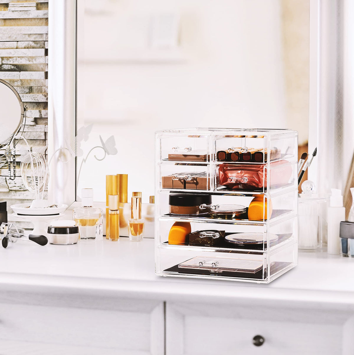 Sorbus countertop-setup fits on a vanity for compact, organized beauty tasks.
