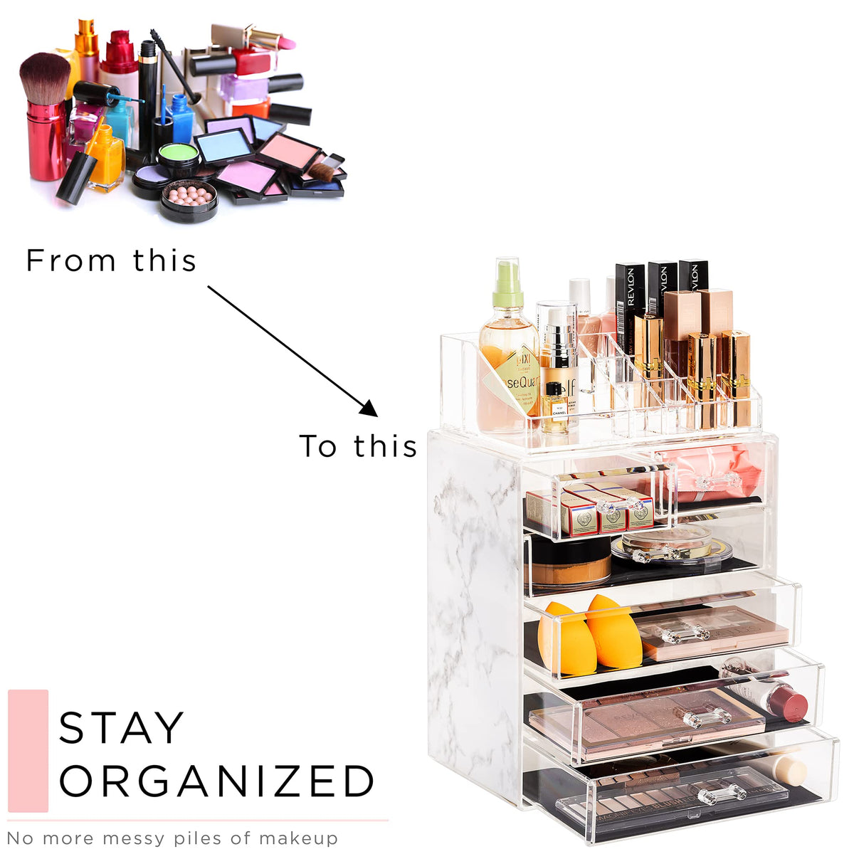 Sorbus acrylic makeup organizer packaged as a thoughtful holiday gift for beauty lovers