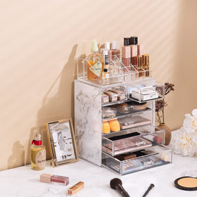 Sorbus acrylic makeup organizer includes a jewelry section for small accessories