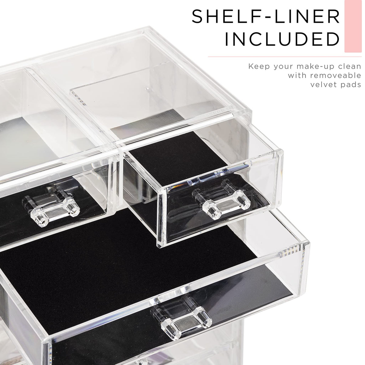 Sorbus acrylic makeup organizer shelf liner protects makeup and stabilizes items
