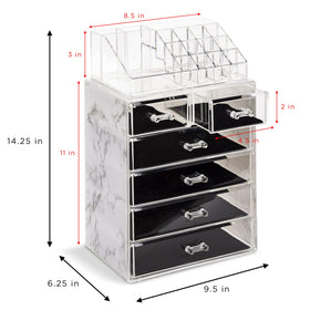 Sorbus acrylic makeup organizer small side-by-side drawers store lipsticks and tools