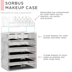 Sorbus acrylic makeup organizer top compartment keeps brushes ready for daily use