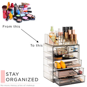Sorbus six-drawer organizer fits on countertops for everyday beauty routines