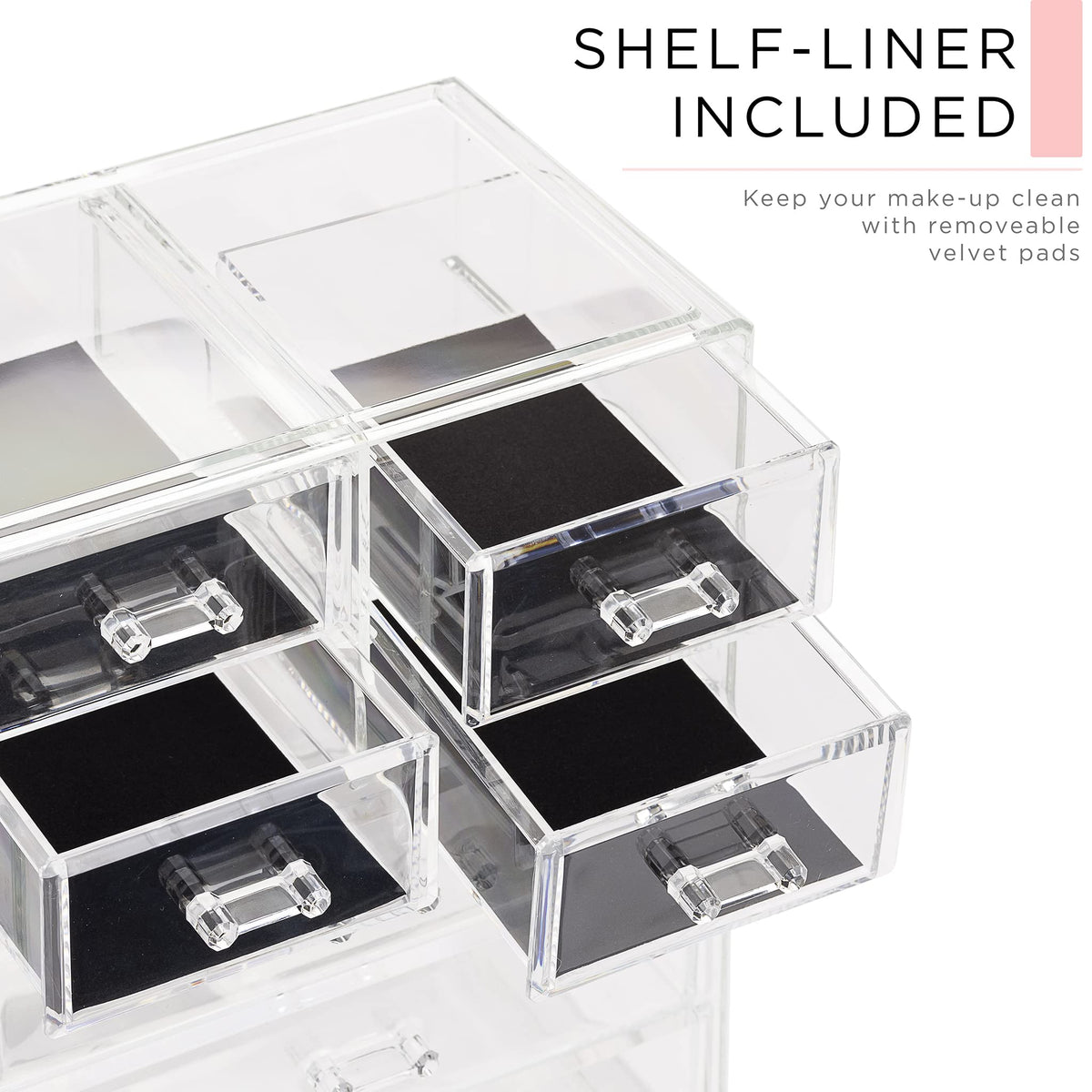 Sorbus clear vanity top storage keeps daily essentials within arm's reach.