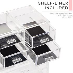 Sorbus clear vanity top storage keeps daily essentials within arm's reach.