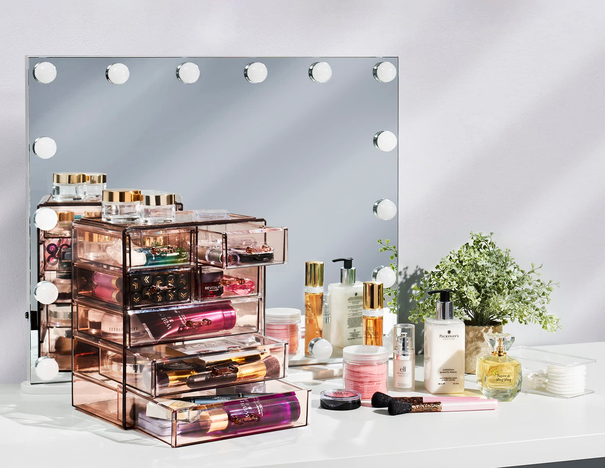 Sorbus Bronze Glow design adds a sleek, transparent look to your vanity.