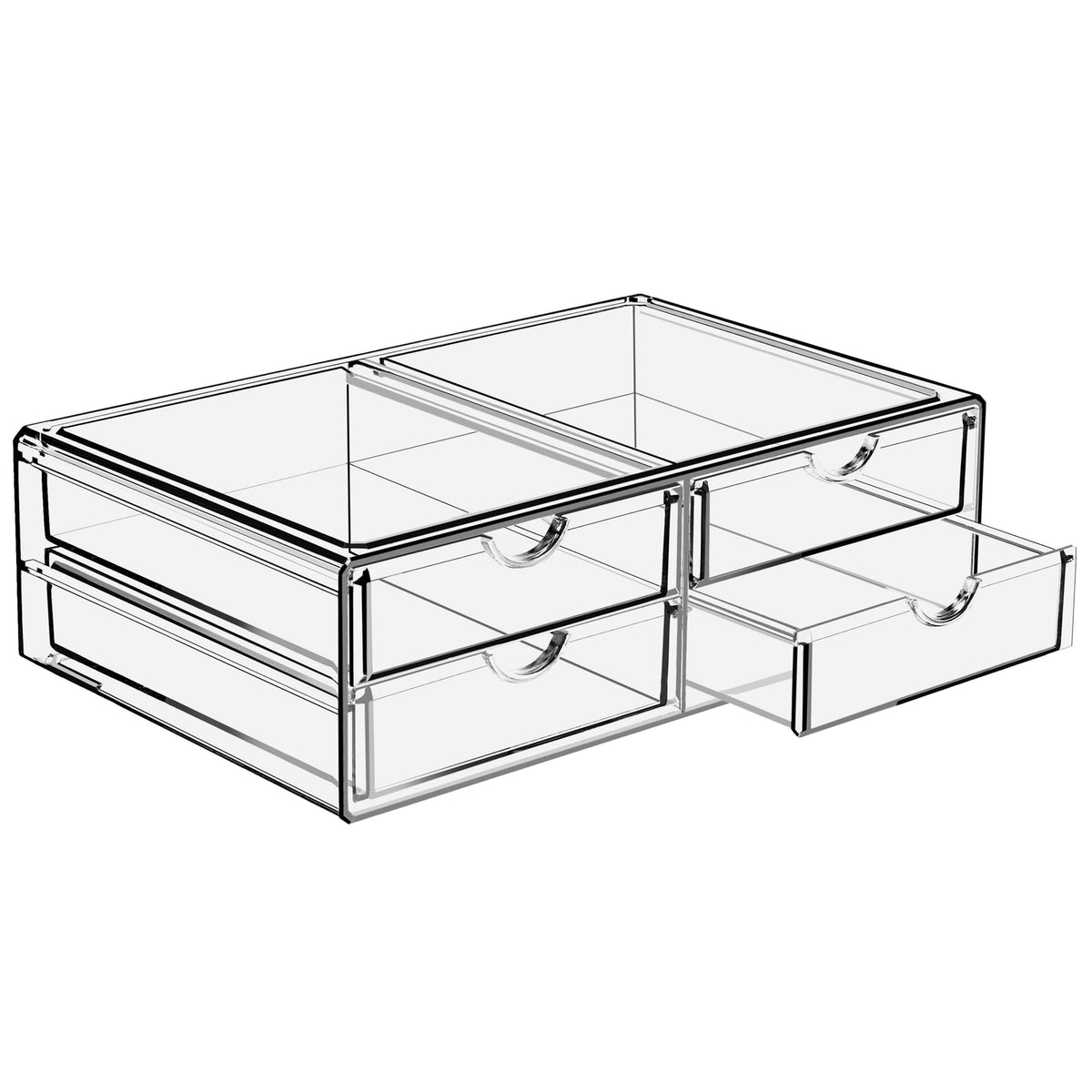 Sorbus large stackable drawers front view showing clear acrylic for quick makeup access