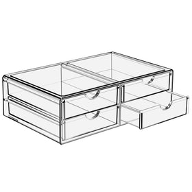 Sorbus large stackable drawers front view showing clear acrylic for quick makeup access