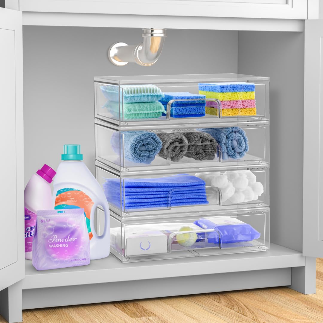 Sorbus sleek clear storage design fits any decor and keeps items visible