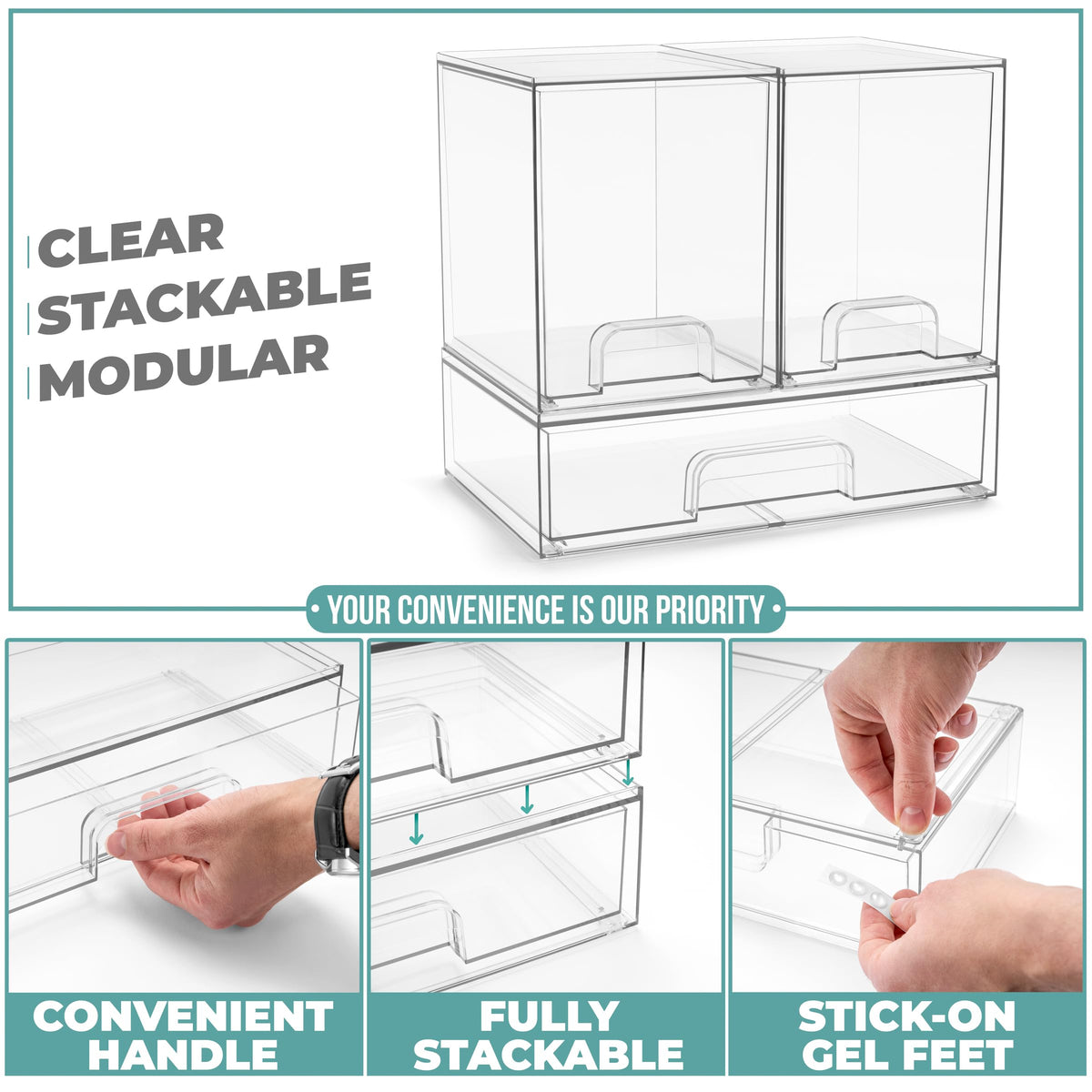 Sorbus tall-drawer organizer with smooth glide for makeup