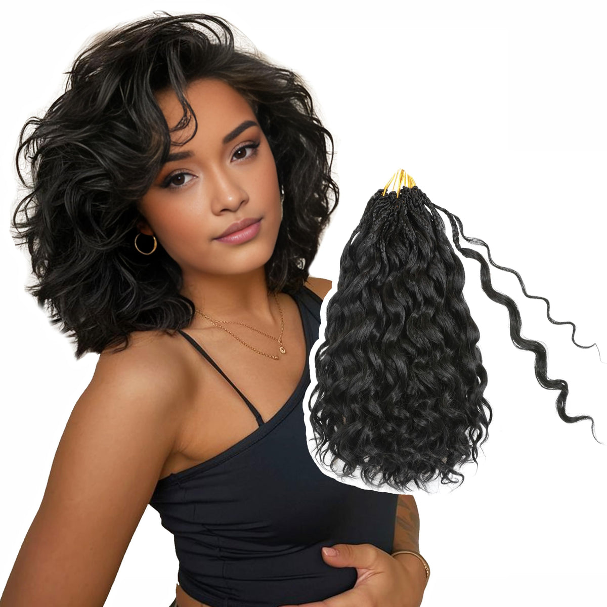 Sorivika ocean wave hair 12inch 1b closeup shows soft, natural texture for protective styling