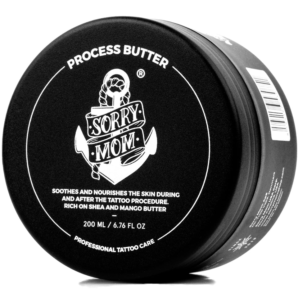 Sorry Mom Tattoo Butter close-up showing creamy texture for healing support.