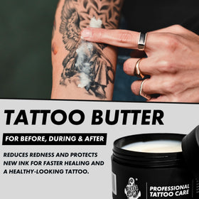 Sorry Mom Tattoo Butter rich consistency on skin aids moisture retention.