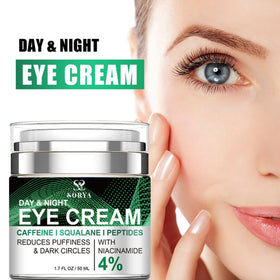 SORYA caffeine eye cream jar closeup showing creamy texture.