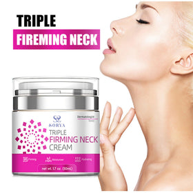 SORYA neck firming cream jar swatch demonstrates smoothing texture for all skin types.