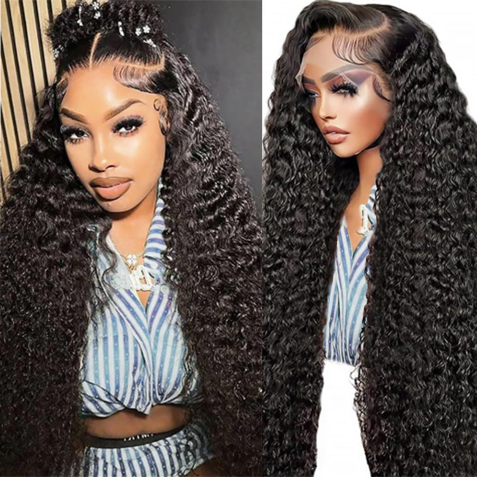 SOSATISFY 13x6 HD deep wave wig front view for natural part and seamless blend