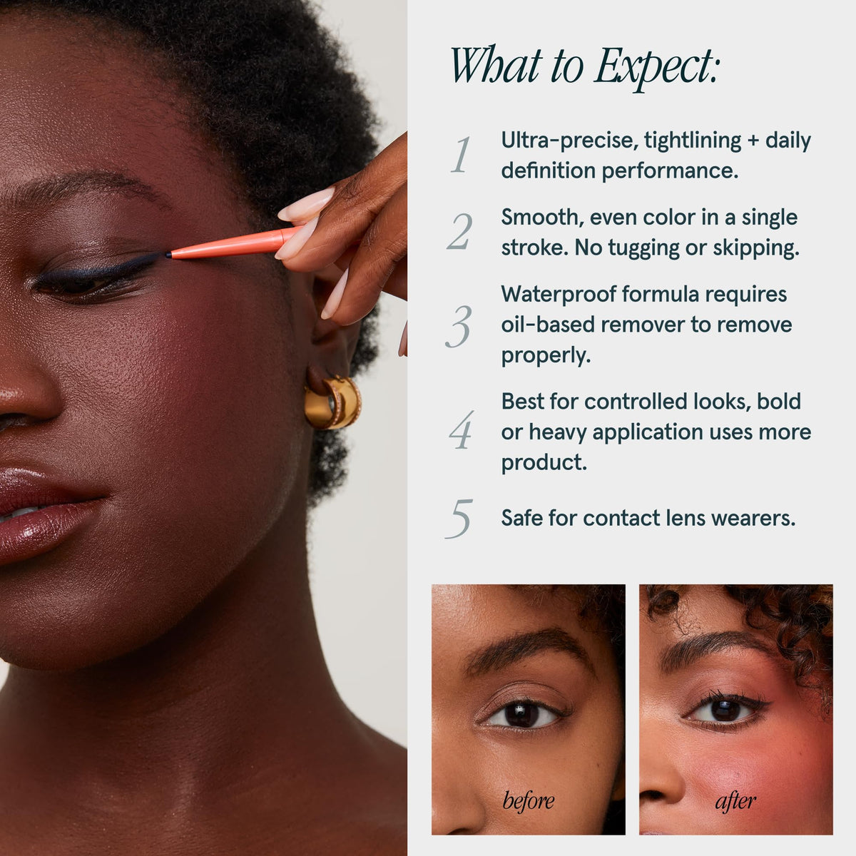 SOSHE eyeliner tip closeup demonstrating micro-precision for controlled application