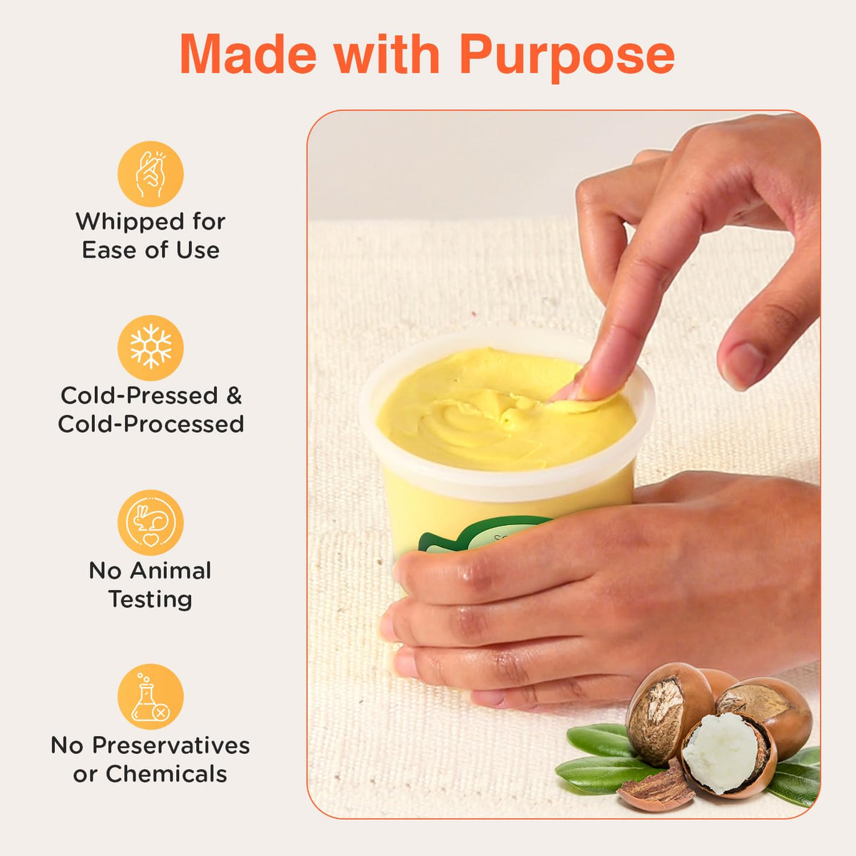 SoShea Vanilla Spice jar label indicates vegan, dye-free formula