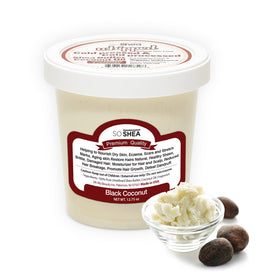 SoShea Whipped Shea Butter Black Coconut jar with creamy texture ready for hydration