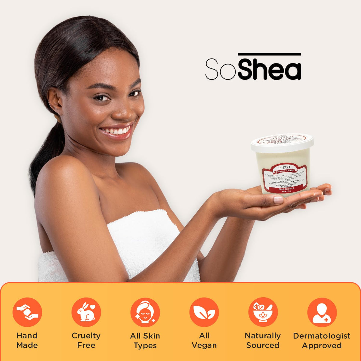SoShea unscented ivory butter used as hair conditioner for soft locks.