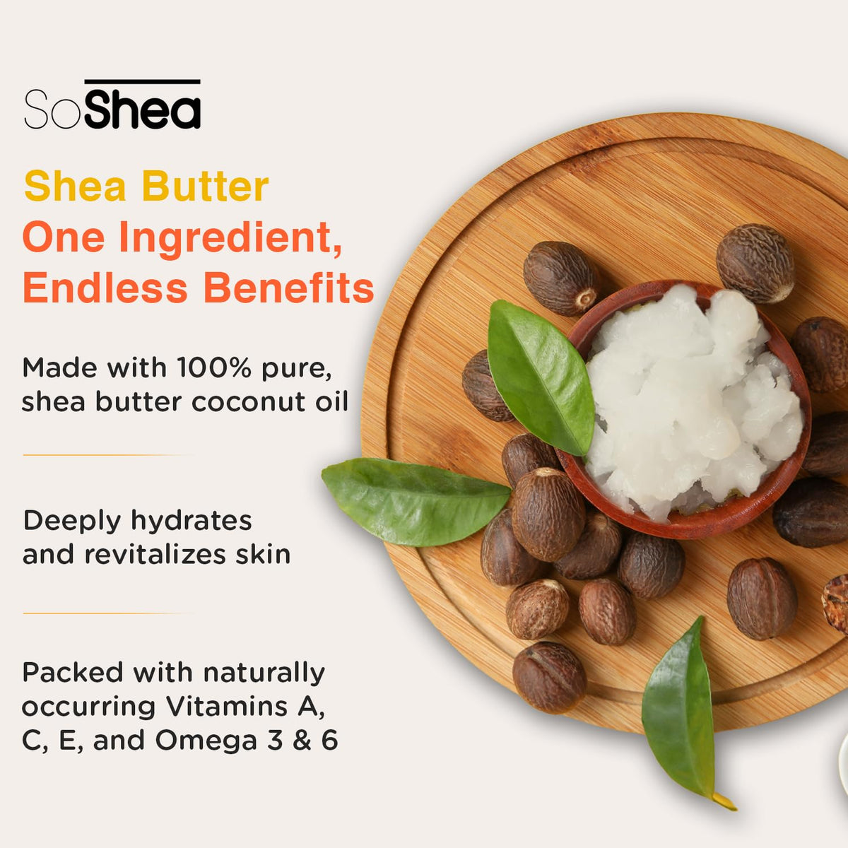 SoShea unscented ivory butter in hand demonstrates smooth skin application.