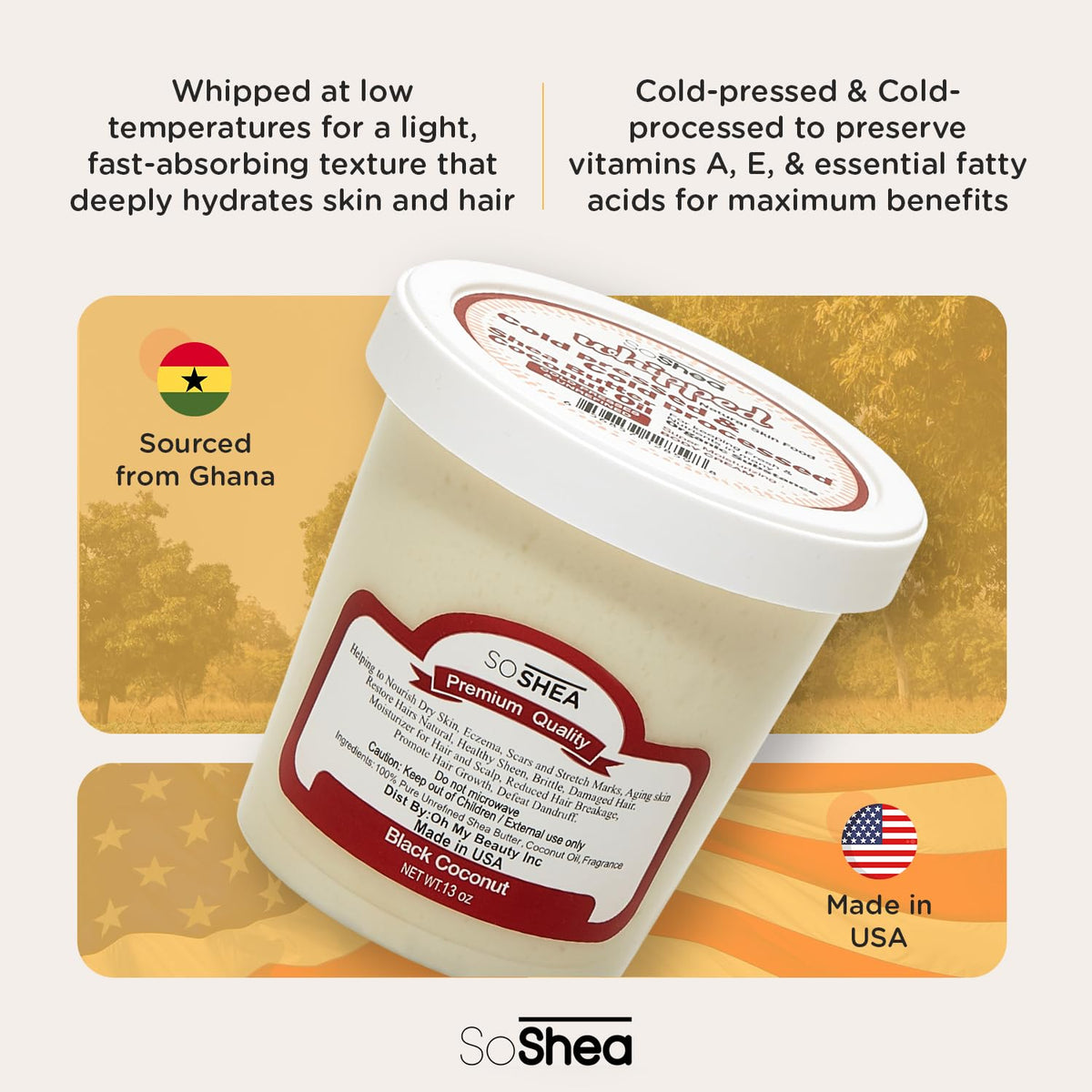 SoShea whipped texture close-up showing light, spreadable consistency for quick absorption.