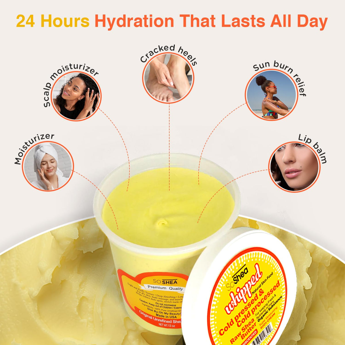 SoShea butter used as a light hair conditioner for smoother ends.