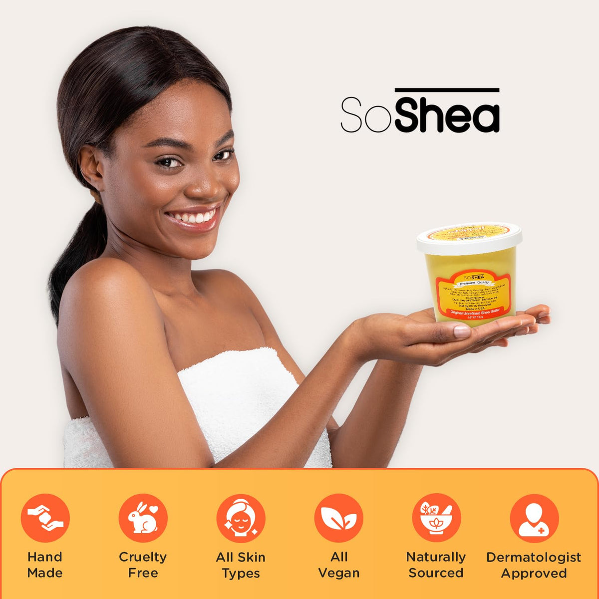 SoShea unscented butter nourishes and softens skin with rich shea benefits.