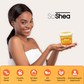 SoShea unscented butter nourishes and softens skin with rich shea benefits.