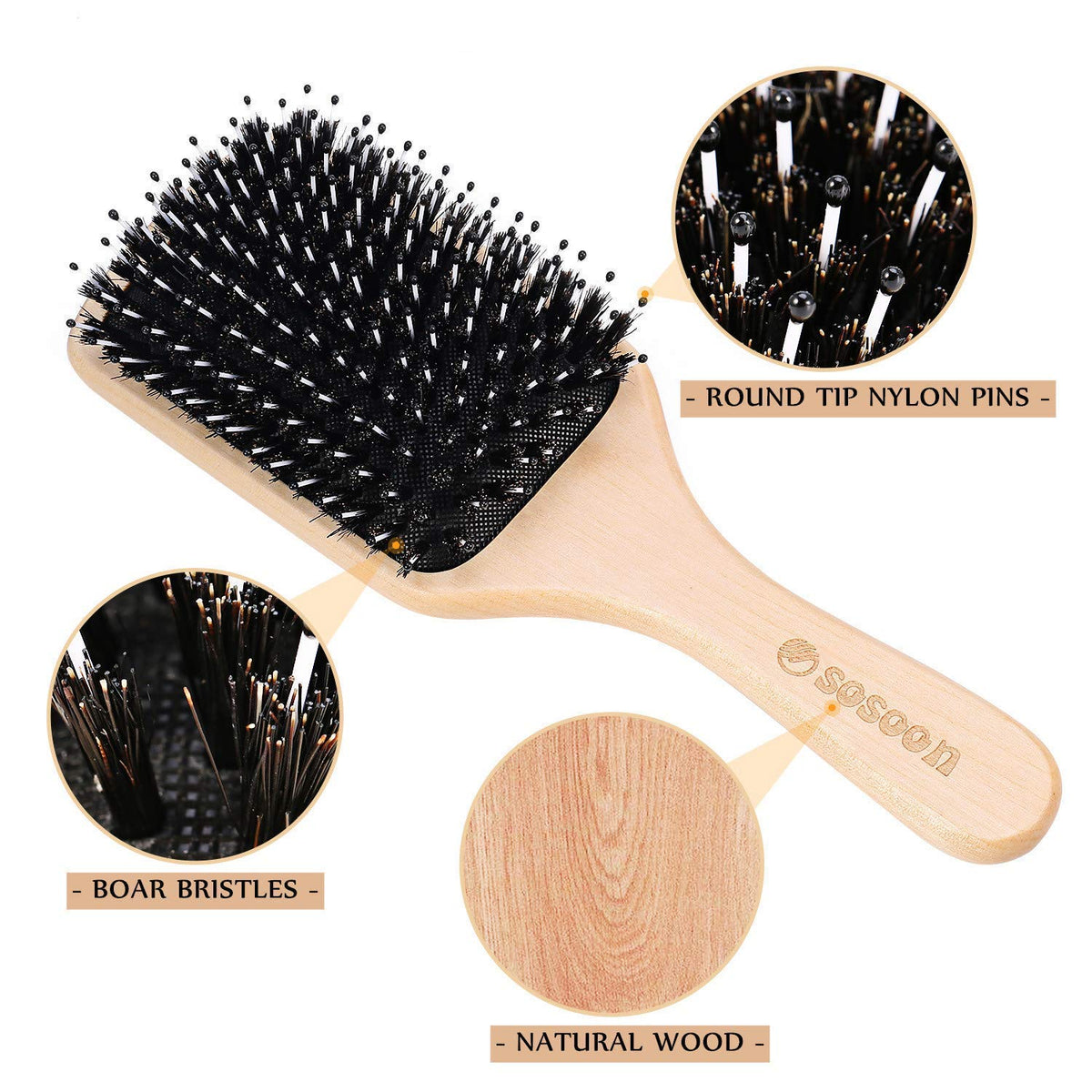 Sosoon mini boar bristle travel brush ideal for on the go touchups