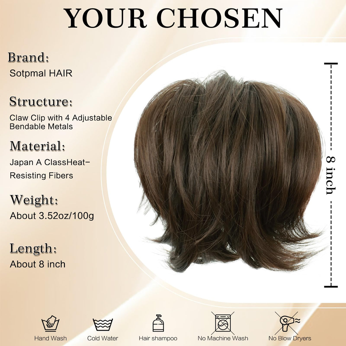 Sotpmal ponytail extension with invisible hardware for seamless volume and realistic texture.