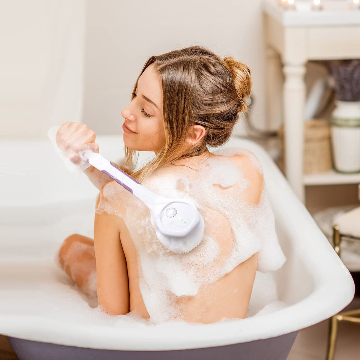 SoulBay back brush with a 17 inch handle for easy back access.