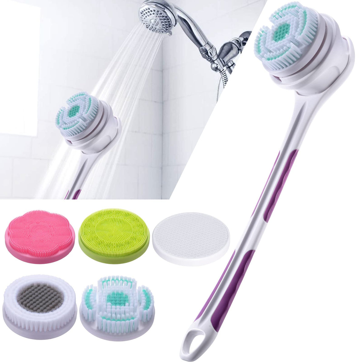 SoulBay Electric Body Brush with 5 attachments for a complete shower cleanse.