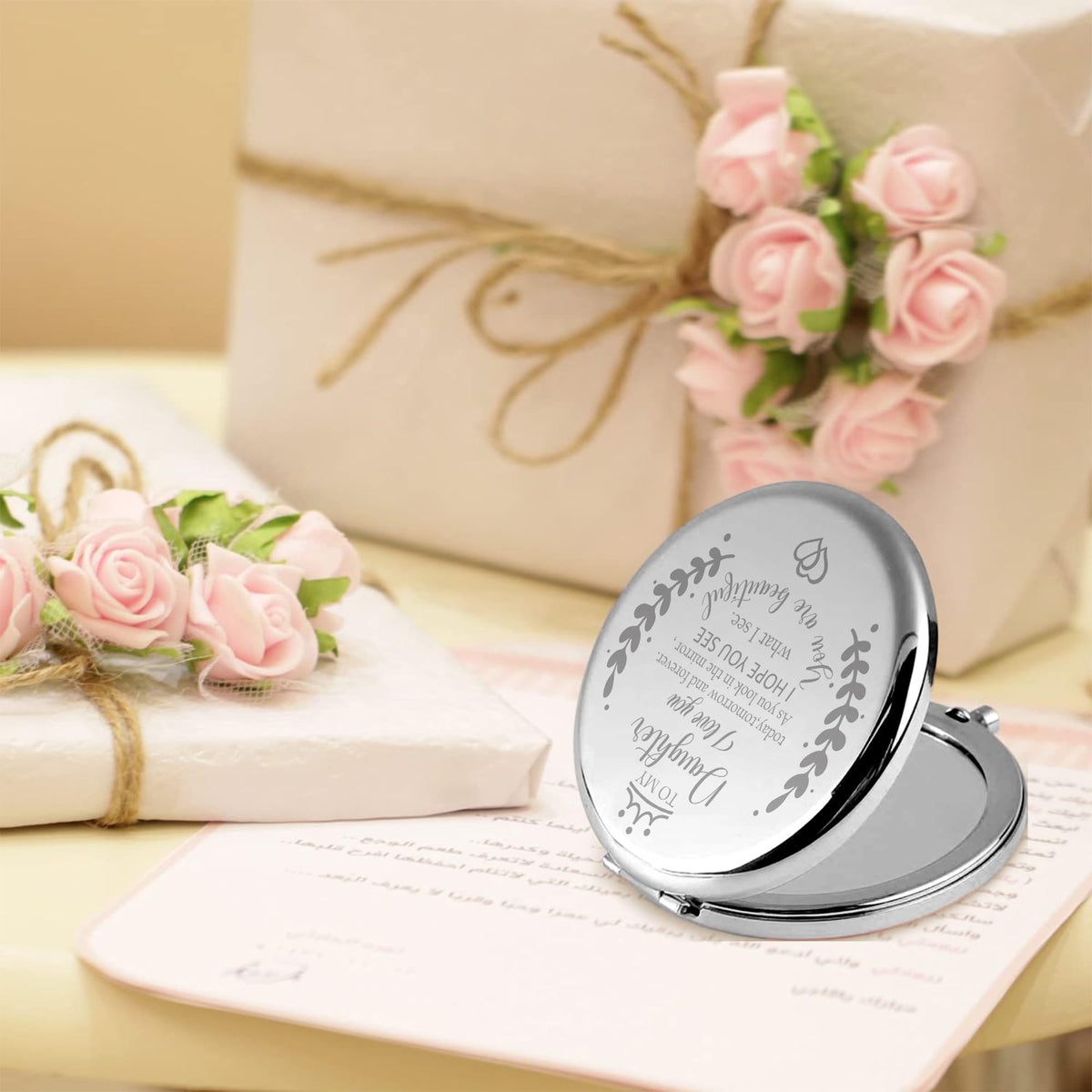 Soulpetals engraved message adds a personal touch for daughters.