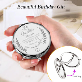 Soulpetals rose gold compact mirror with 2x magnification for precise makeup.