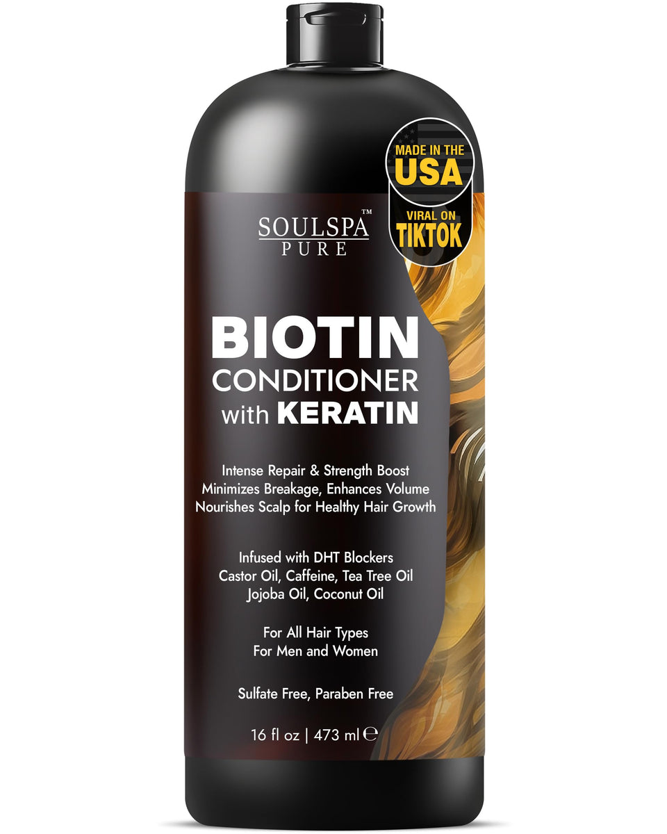 SOULSPA PURE Biotin Conditioner bottle with keratin for stronger hair