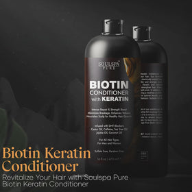 SOULSPA PURE Biotin Conditioner pump demonstrates easy, mess-free application