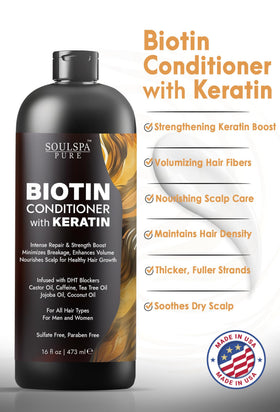 SOULSPA PURE Biotin Conditioner keratin detail shows smoothing action